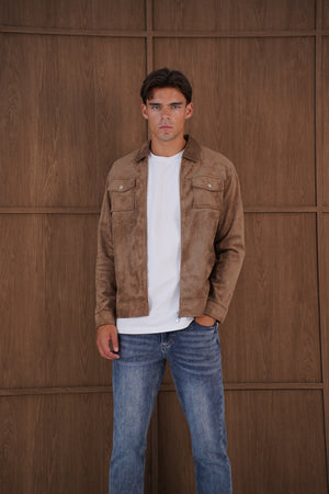 Capo Faux Suede Jacket - Brown