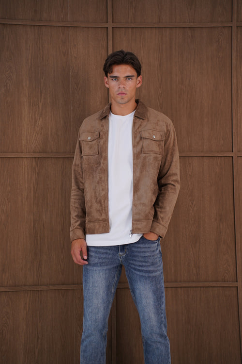 Capo Faux Suede Jacket - Brown