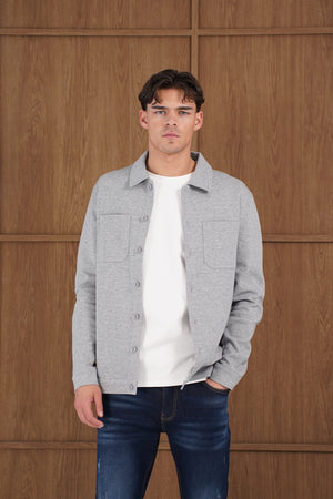 Capo Smart Button Overshirt - Light Grey