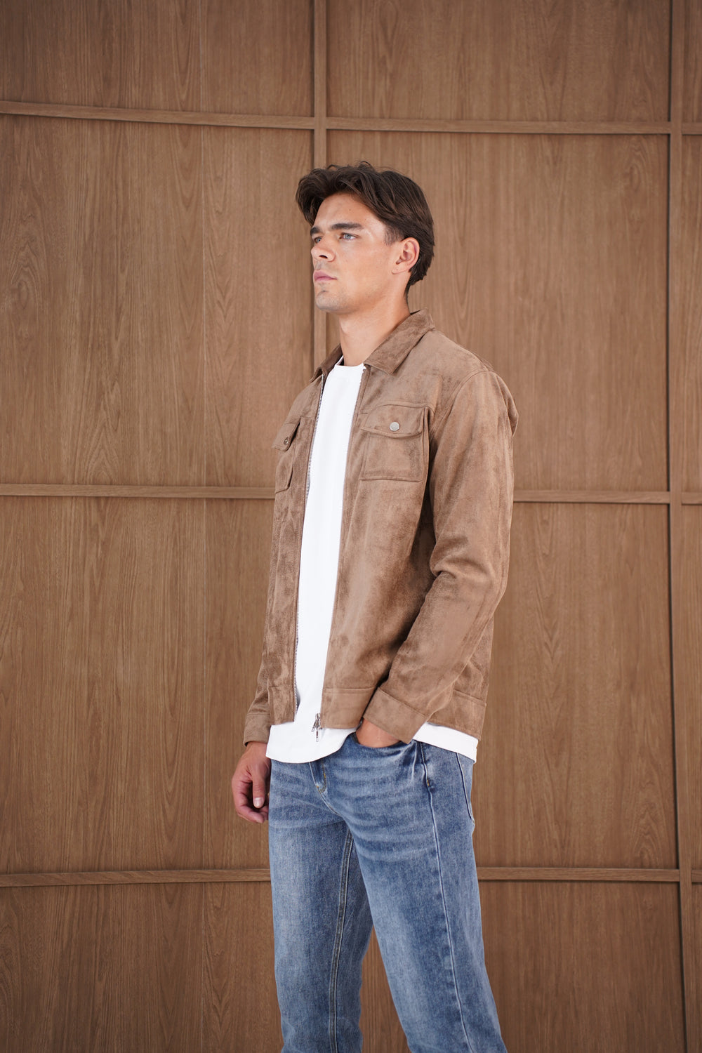 Capo Faux Suede Jacket - Brown