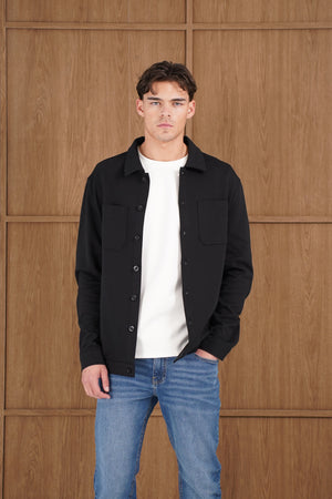 Capo Smart Button Overshirt - Black