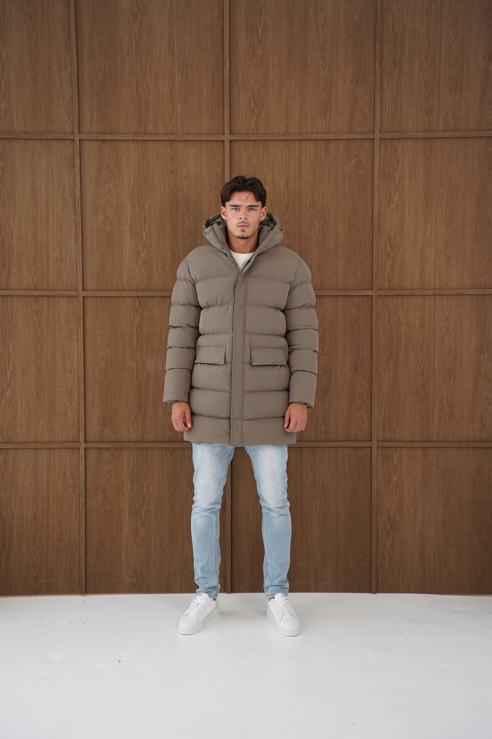 Capo Mid-Length Puffer Coat - Brown