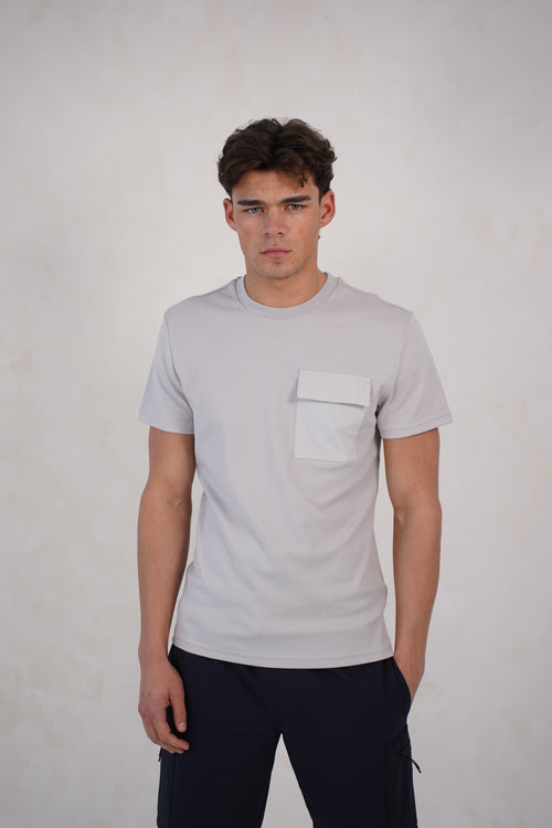 Capo Cargo Pocket T-Shirt - Light Grey