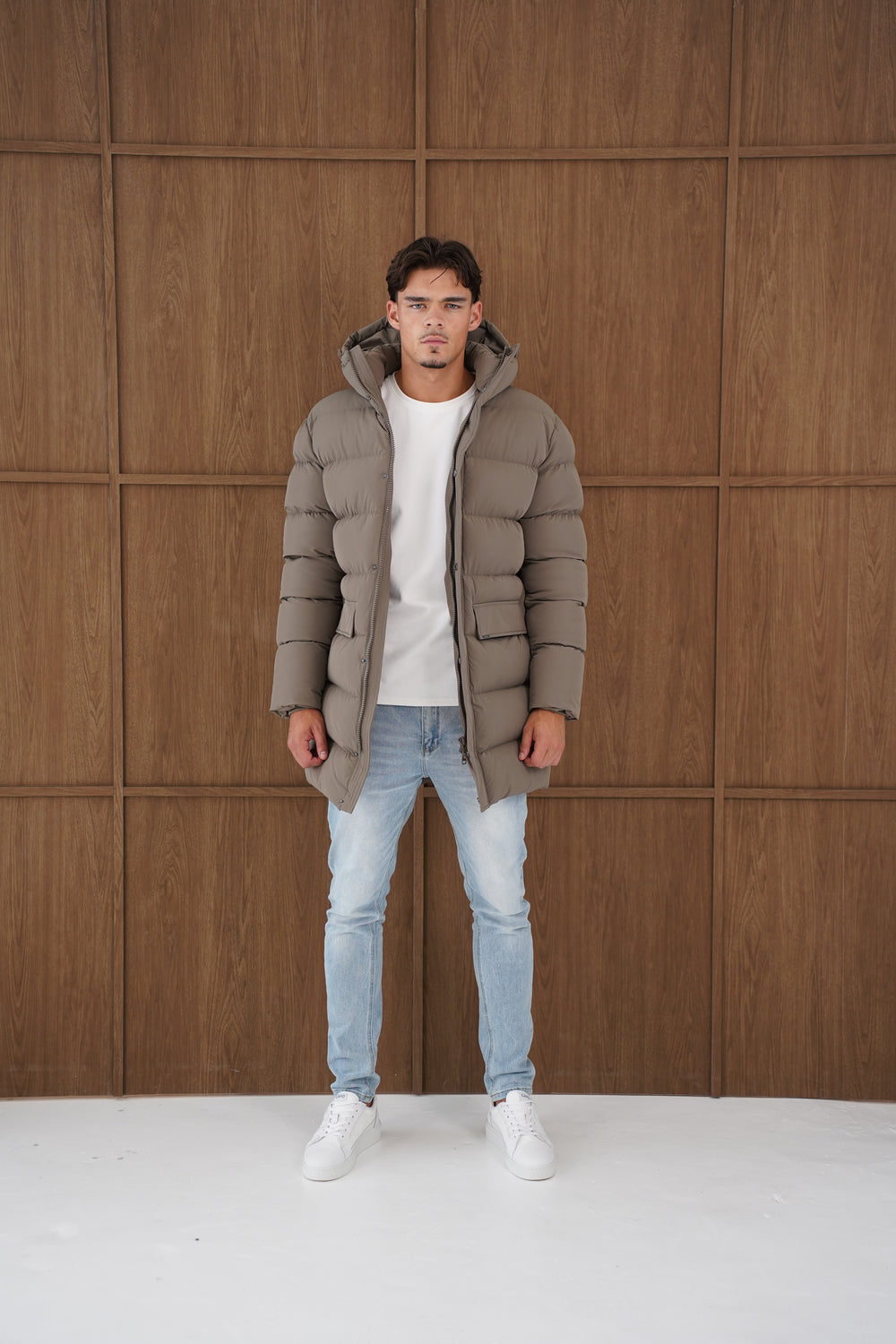 Capo Mid-Length Puffer Coat - Brown