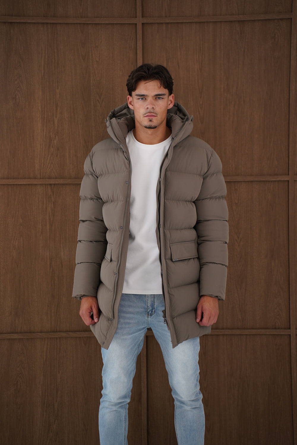 Capo Mid-Length Puffer Coat - Brown