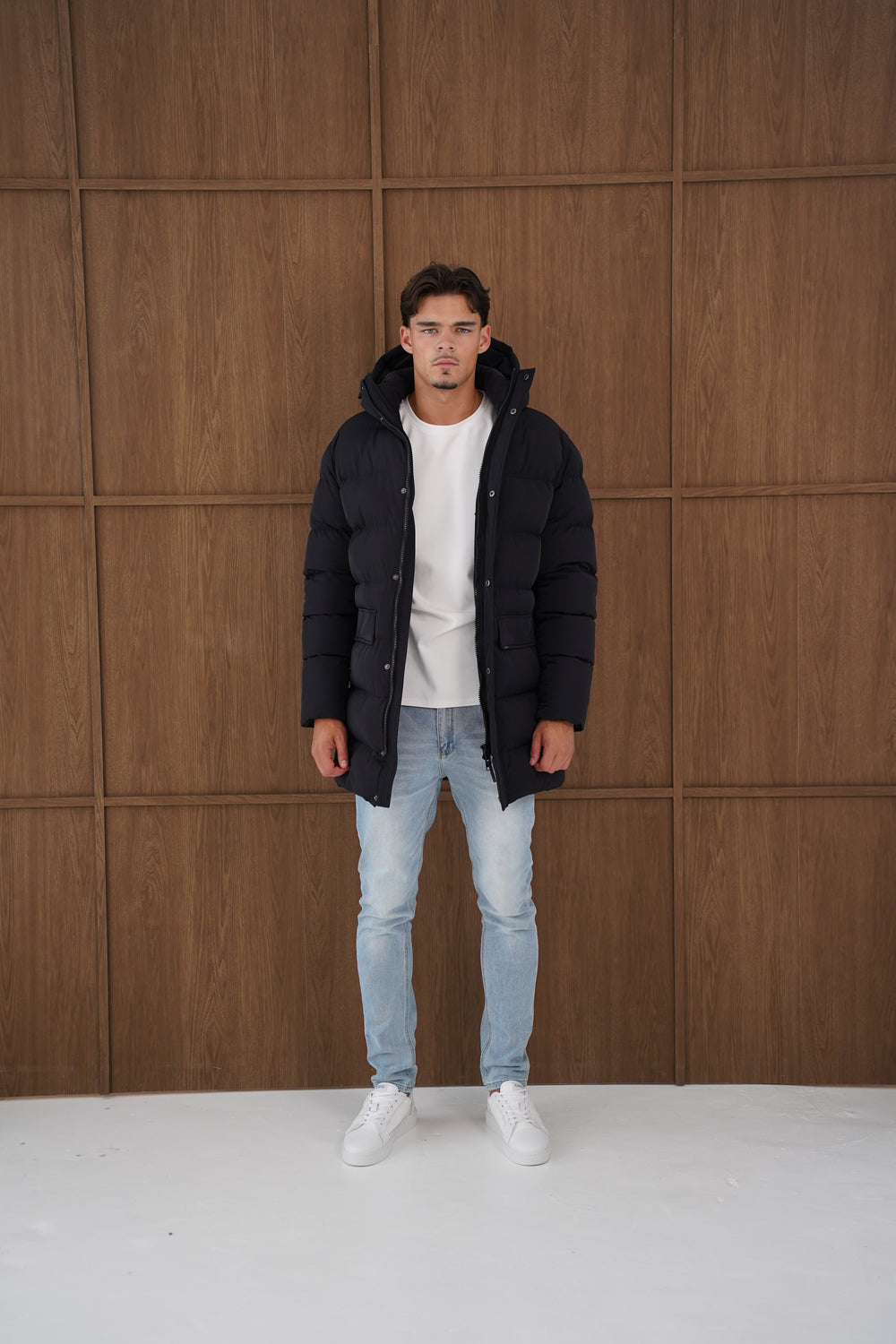Capo Mid-Length Puffer Coat - Black