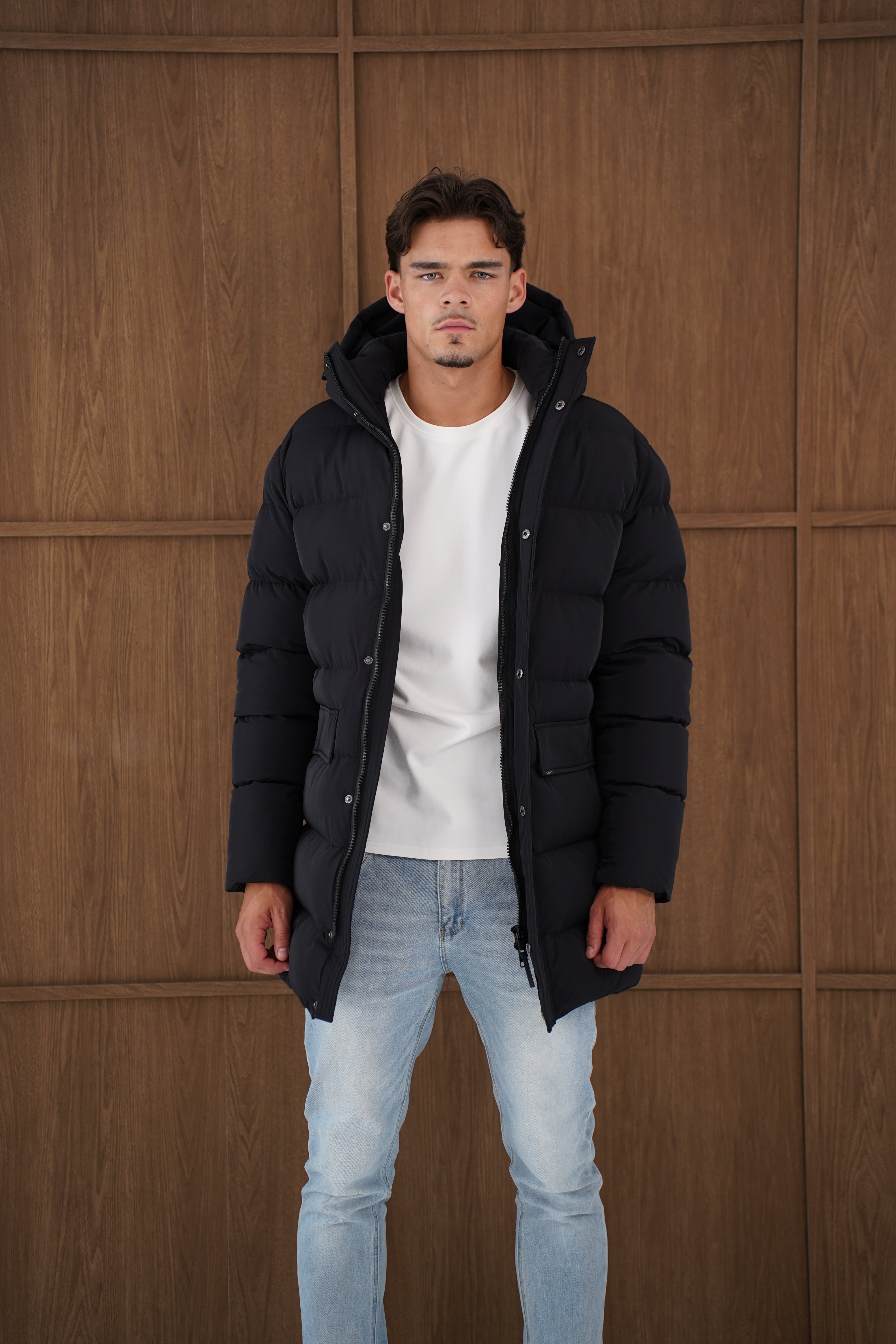 Capo Mid-Length Puffer Coat - Black