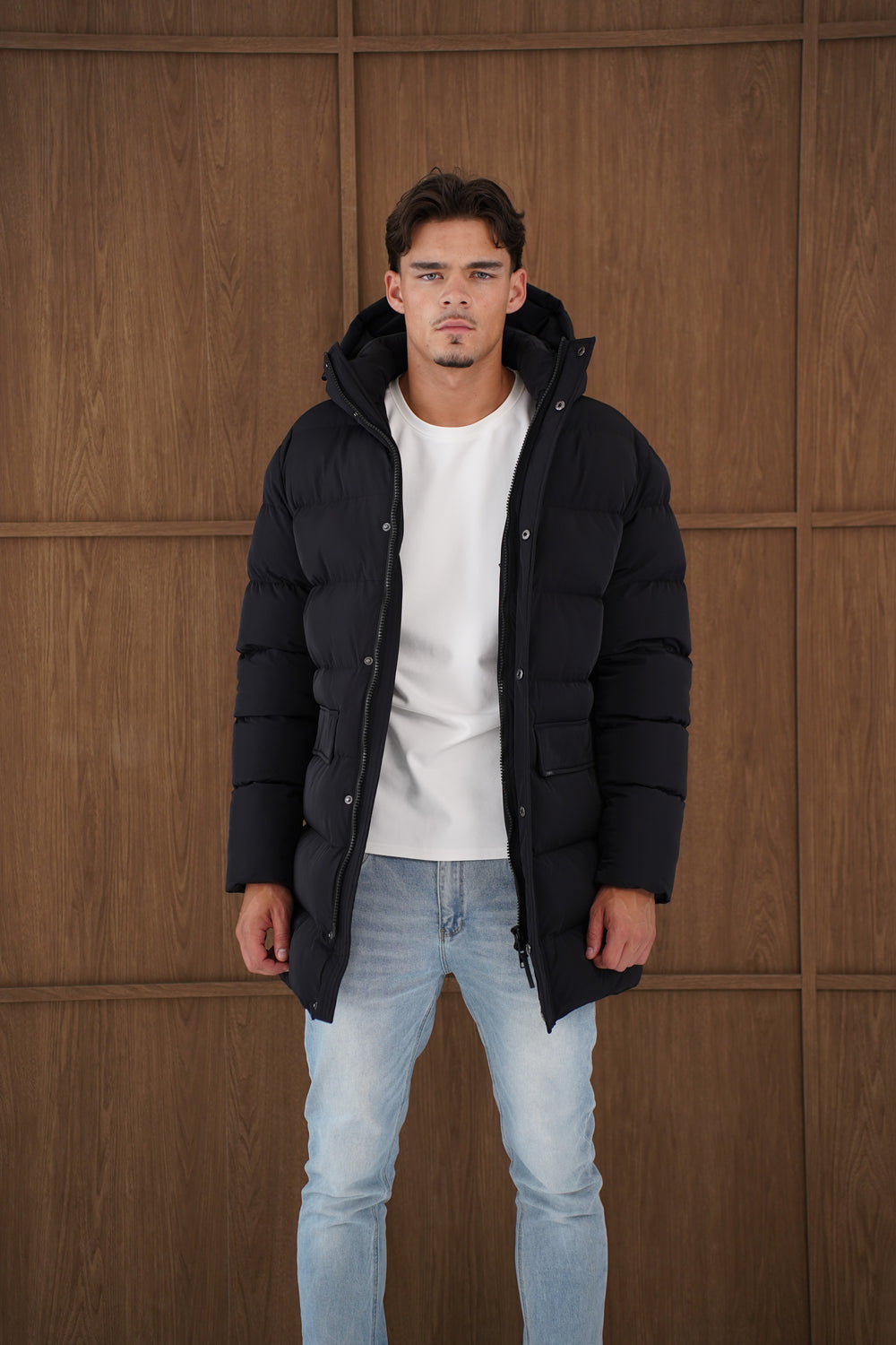 Capo Mid-Length Puffer Coat - Black