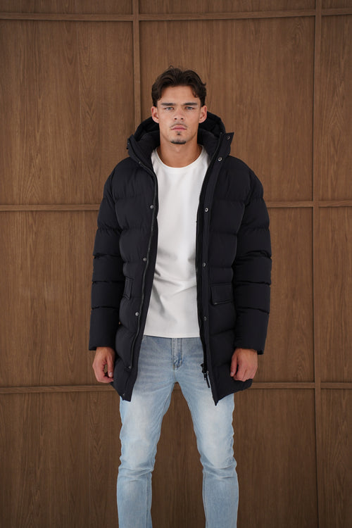 Capo Mid-Length Puffer Coat - Black