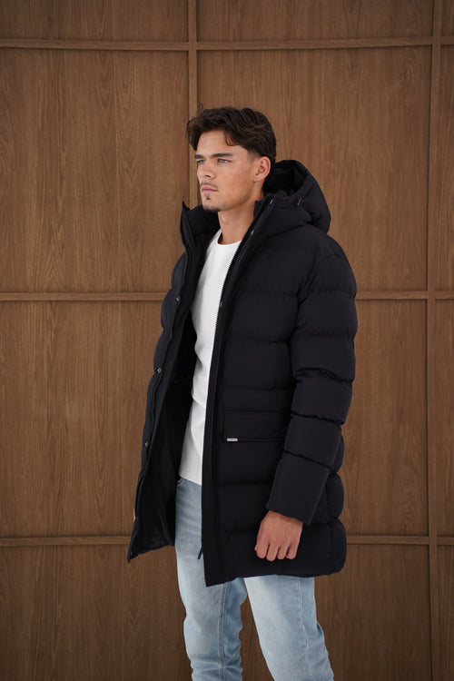 Capo Mid-Length Puffer Coat - Black