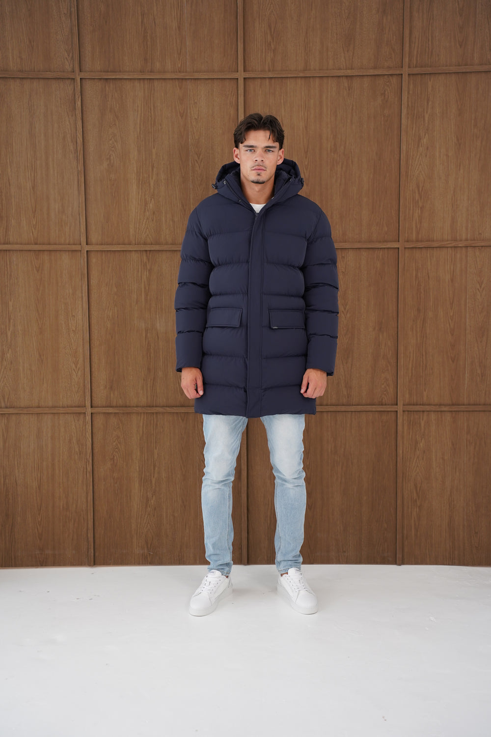 Capo Mid-Length Puffer Coat - Navy