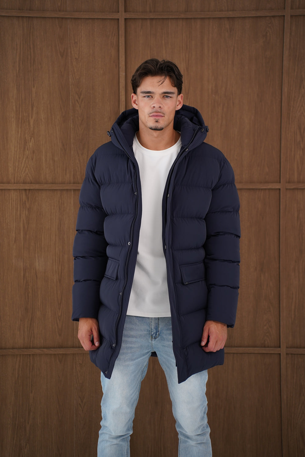 Capo Mid-Length Puffer Coat - Navy