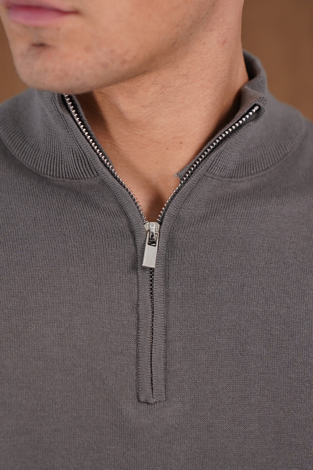 Capo Egyptian Cotton 1/4 Zip Top - Charcoal