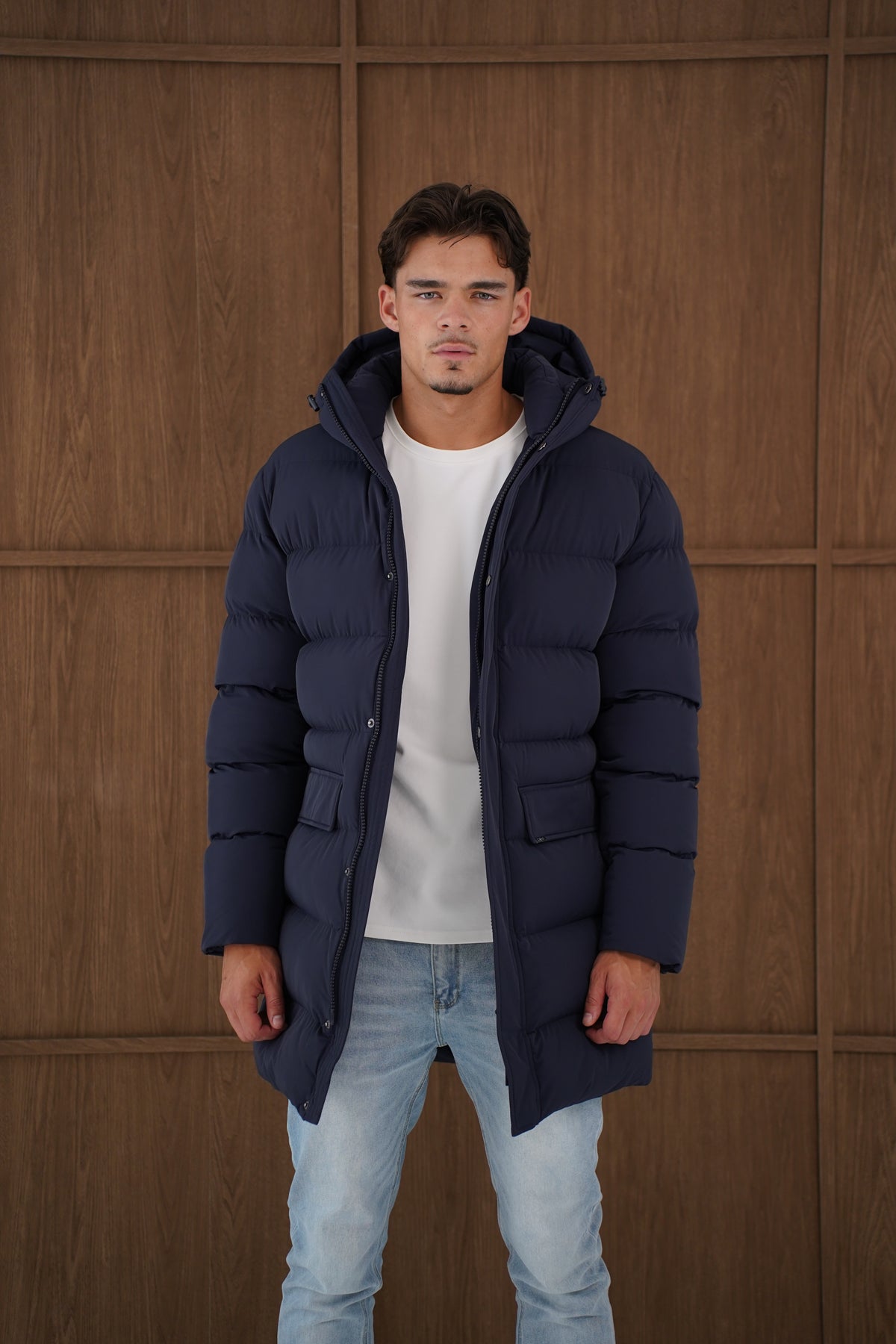 Capo Mid-Length Puffer Coat - Navy