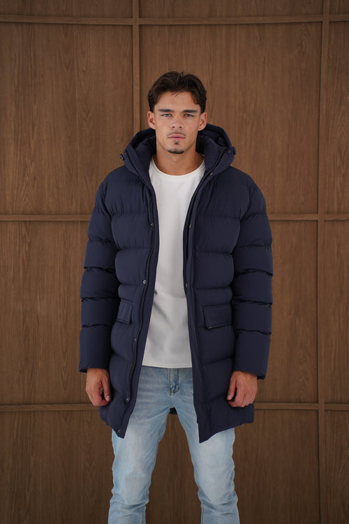 Capo Mid-Length Puffer Coat - Navy