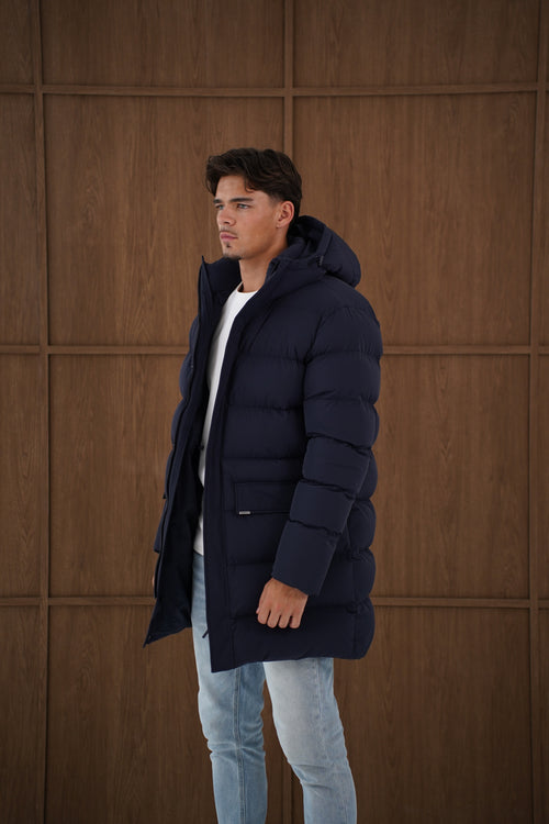 Capo Mid-Length Puffer Coat - Navy