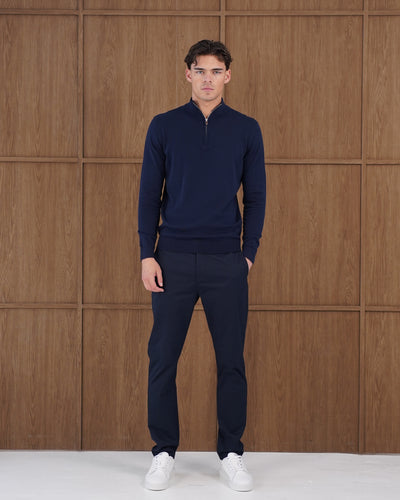 Capo Egyptian Cotton 1/4 Zip Top - Navy