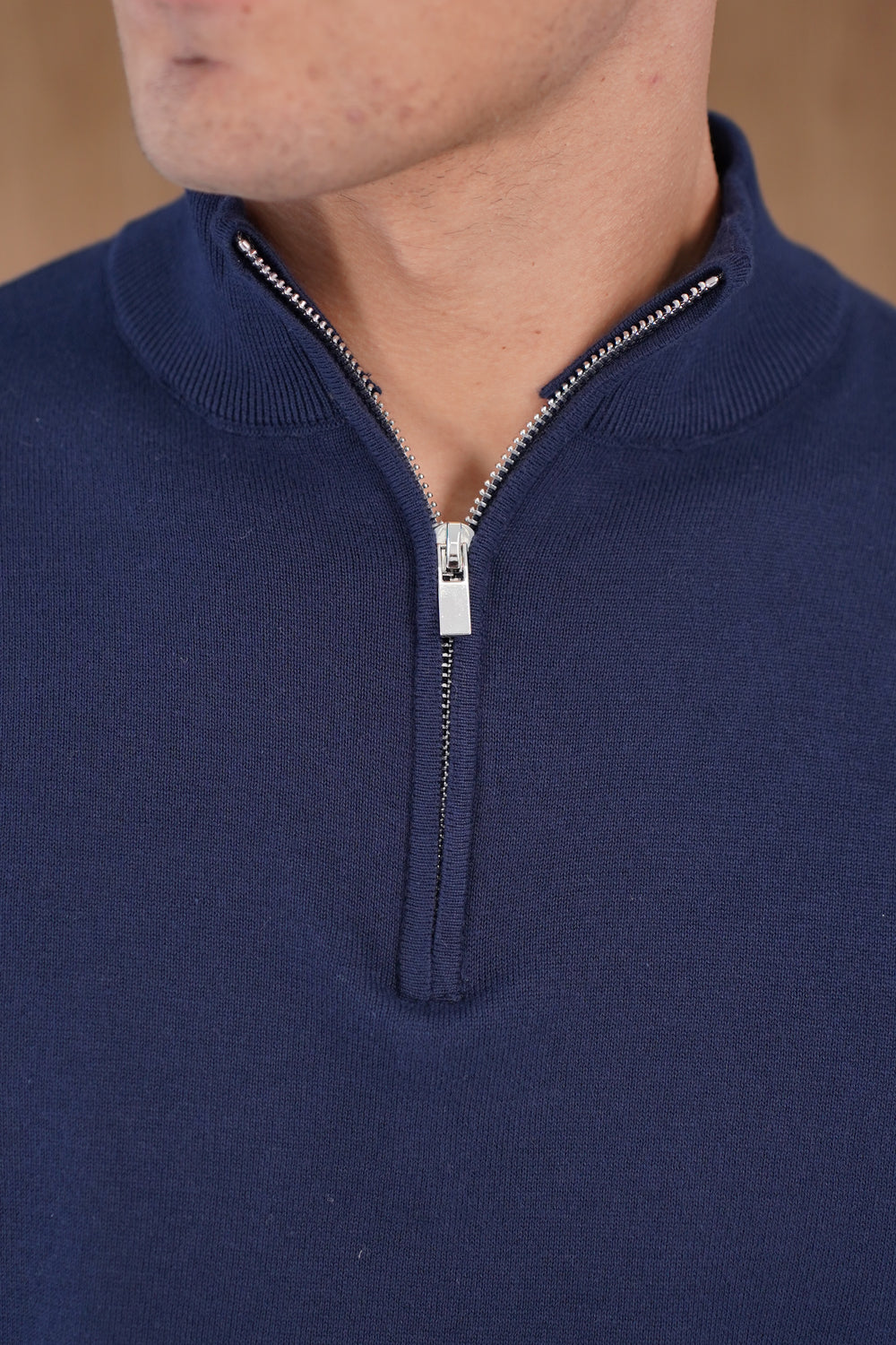 Capo Egyptian Cotton 1/4 Zip Top - Navy