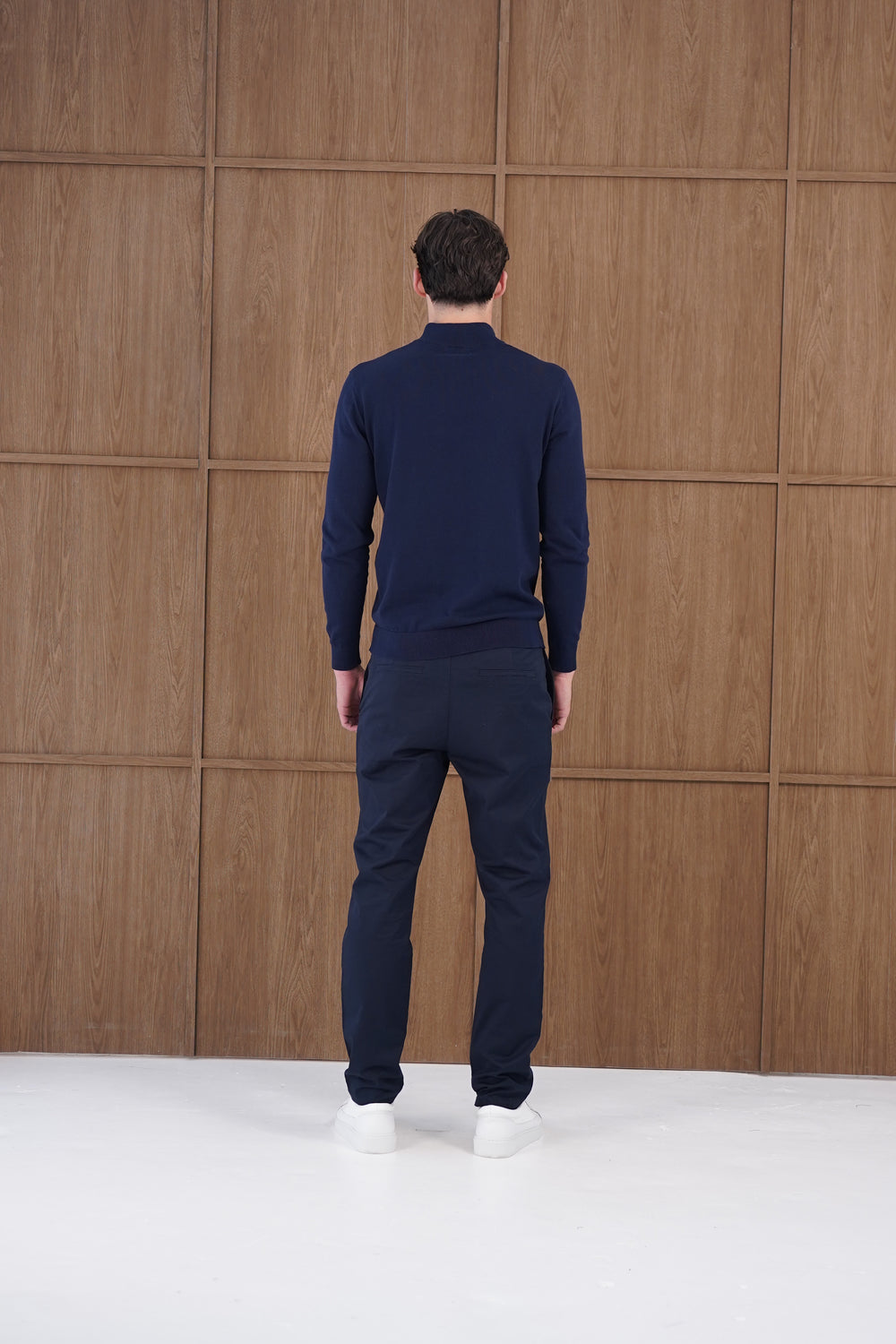 Capo Egyptian Cotton 1/4 Zip Top - Navy