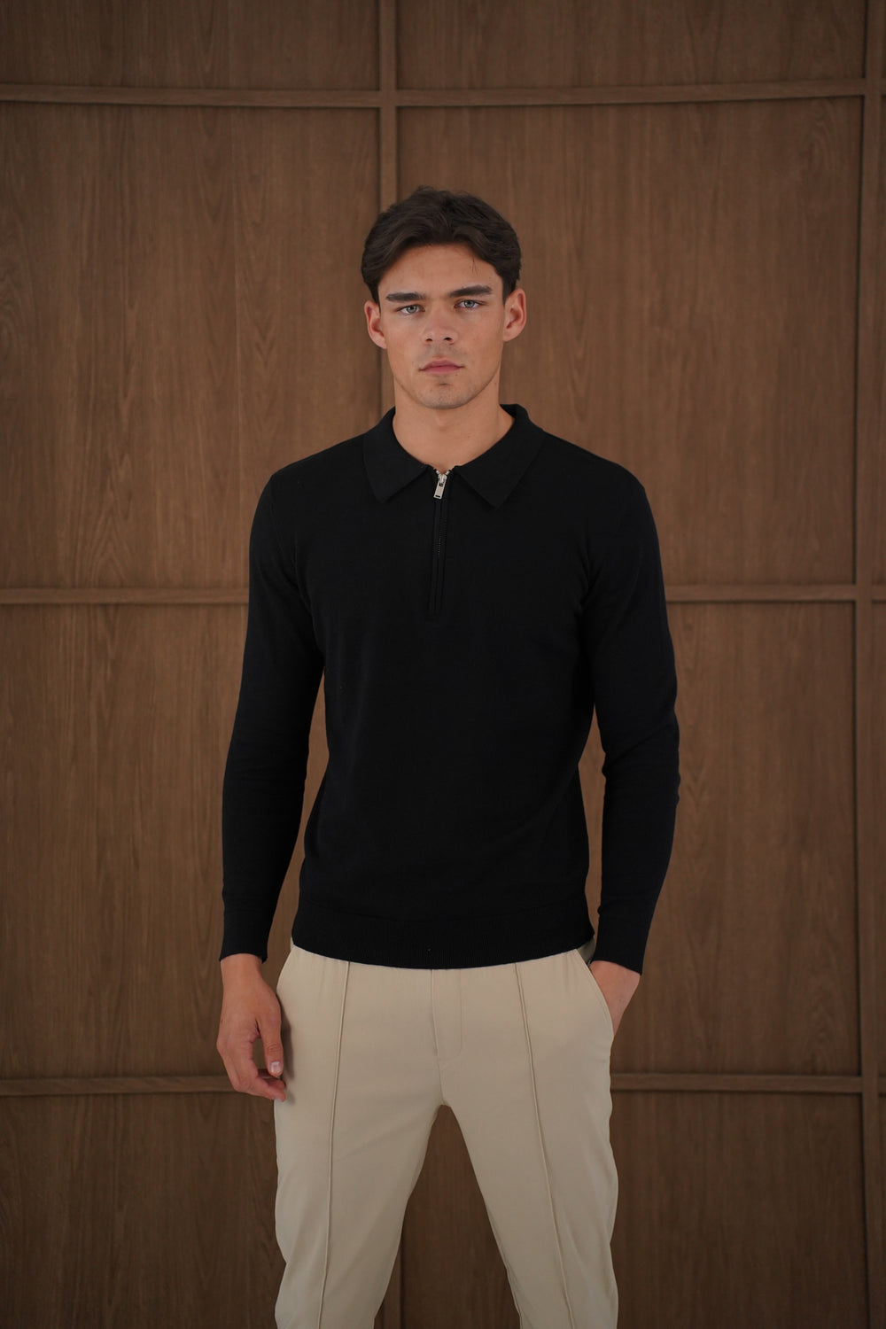 Capo Egyptian Cotton LS Zip Polo Shirt - Black – CAPO | Meaning