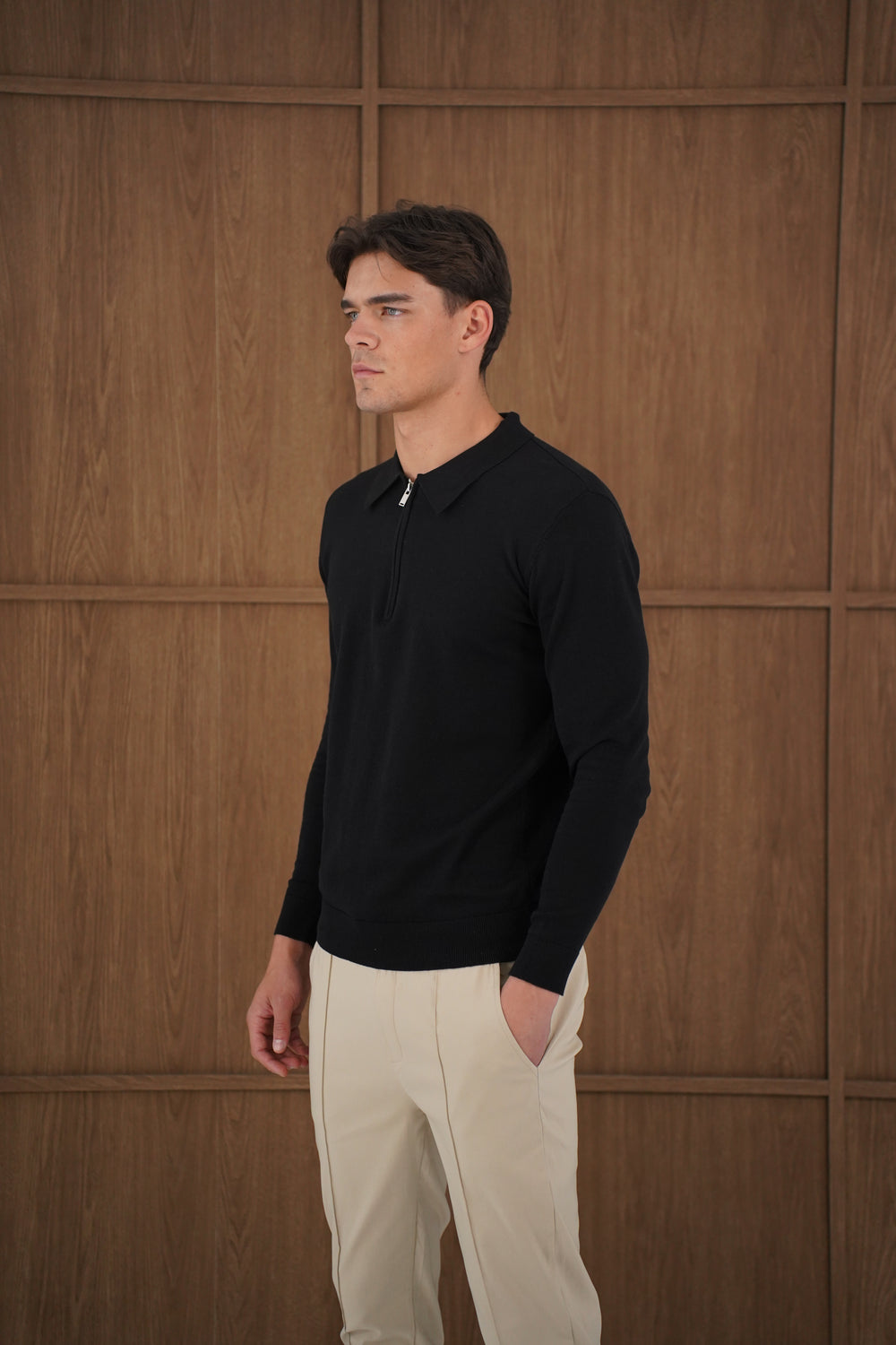Capo Egyptian Cotton LS Zip Polo Shirt - Black – CAPO | Meaning