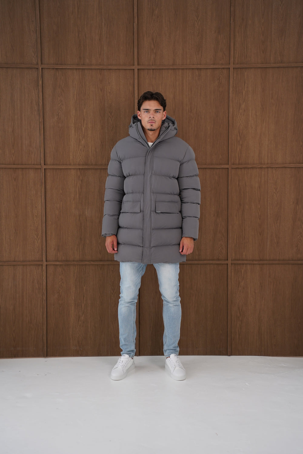 Capo Mid-Length Puffer Coat - Charcoal