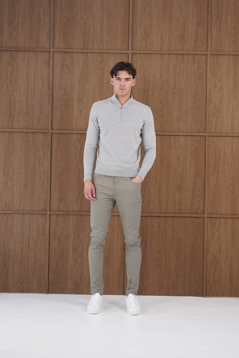 Capo Egyptian Cotton 1/4 Zip Top - Grey