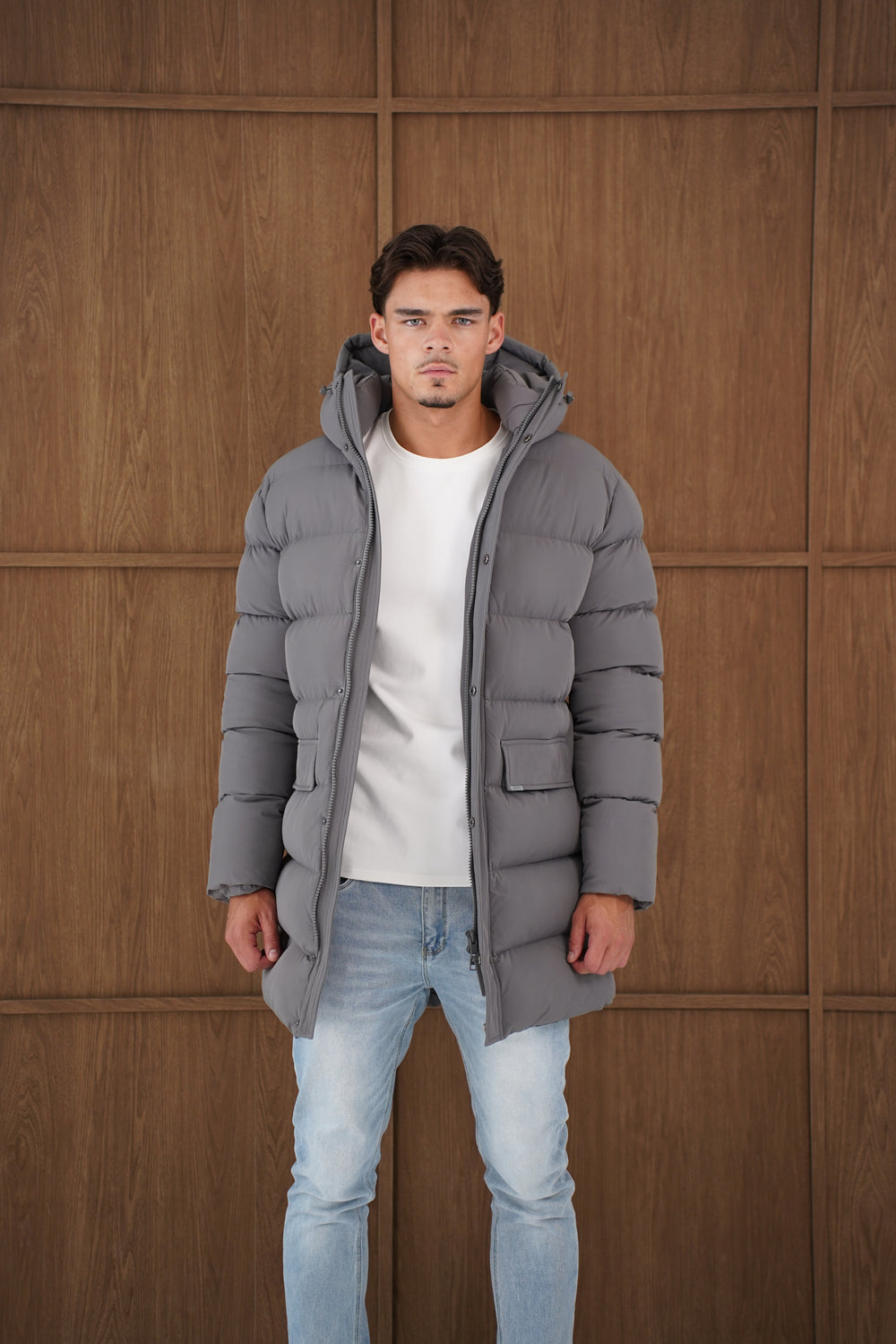 Capo Mid-Length Puffer Coat - Charcoal