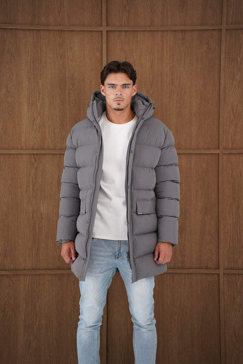 Capo Mid-Length Puffer Coat - Charcoal