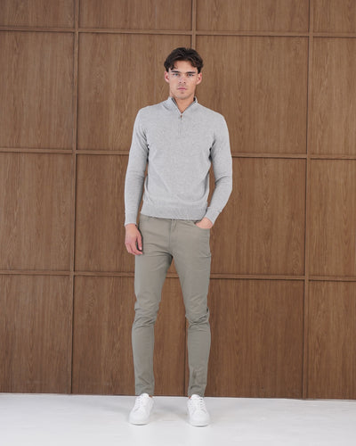 Capo Egyptian Cotton 1/4 Zip Top - Grey