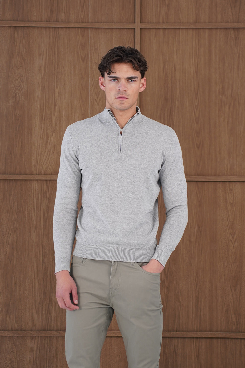 Capo Egyptian Cotton 1/4 Zip Top - Grey