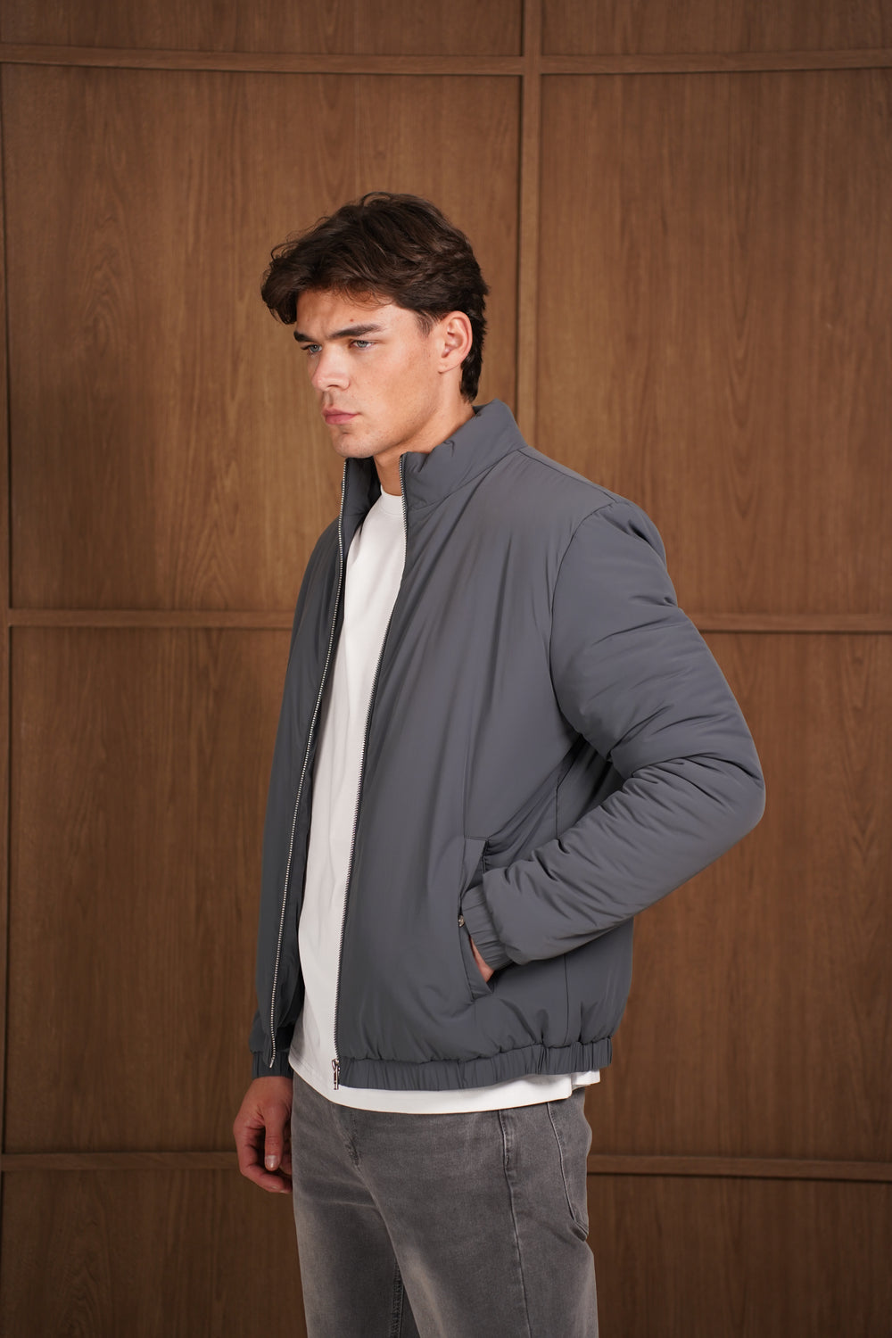 Capo Padded Bomber Jacket - Charcoal