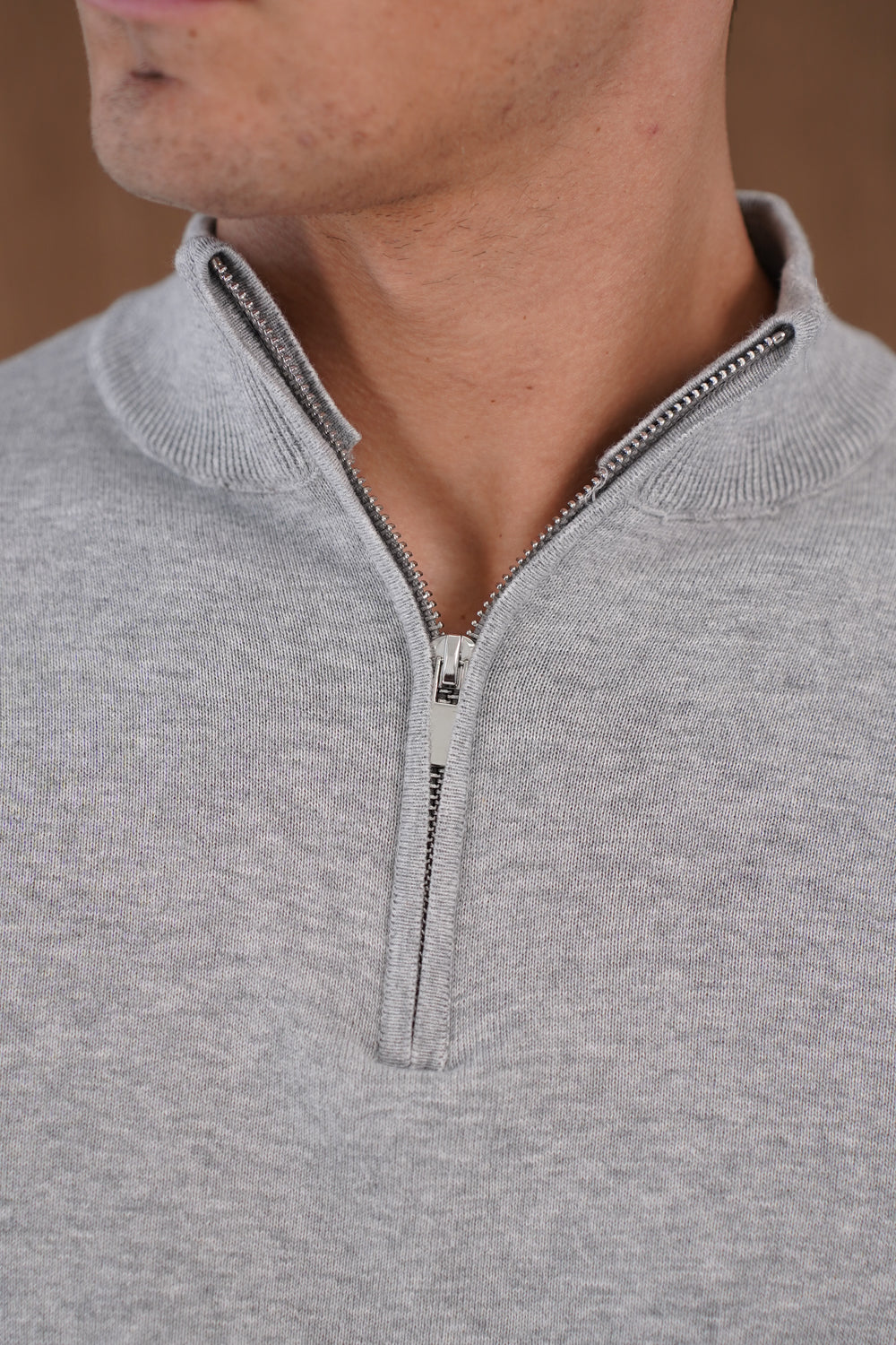 Capo Egyptian Cotton 1/4 Zip Top - Grey