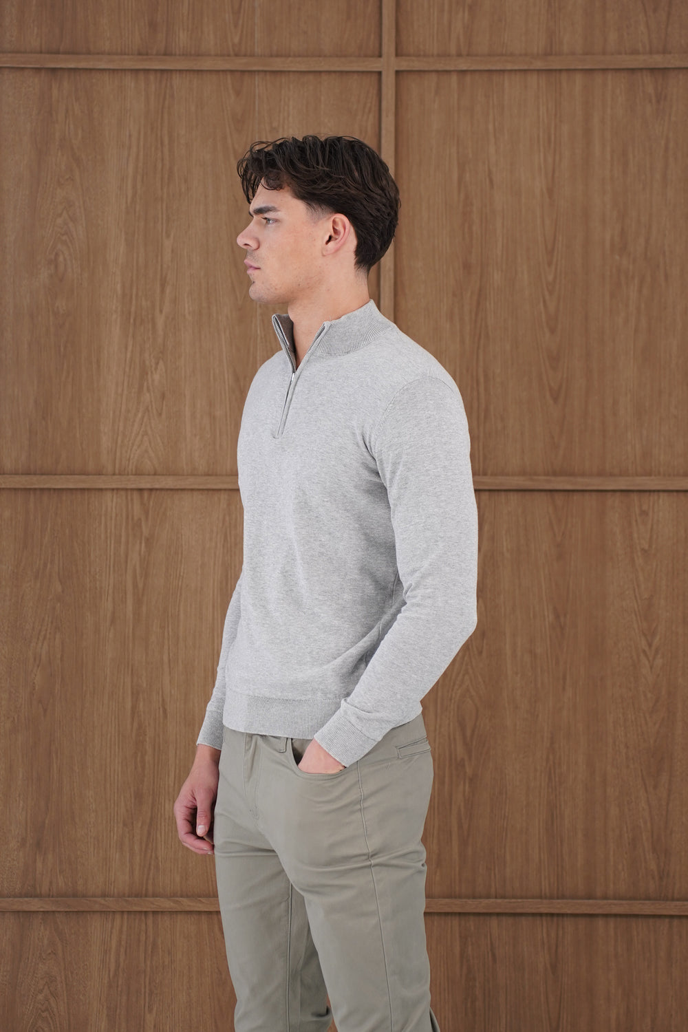 Capo Egyptian Cotton 1/4 Zip Top - Grey