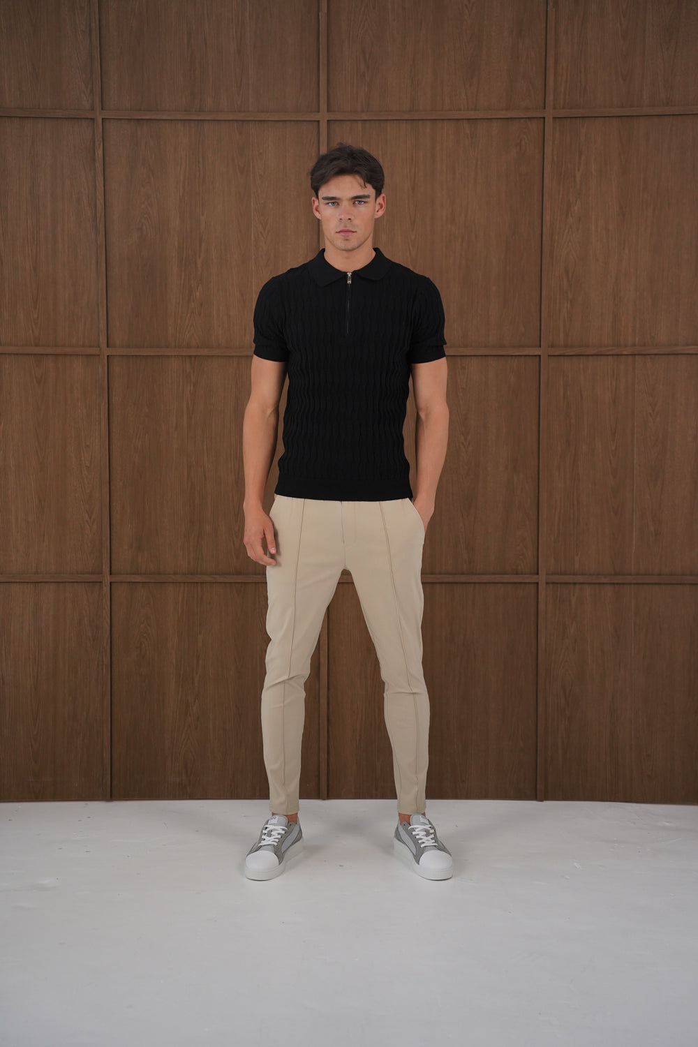 Capo Egyptian Cotton SS Zip Polo Shirt - Black