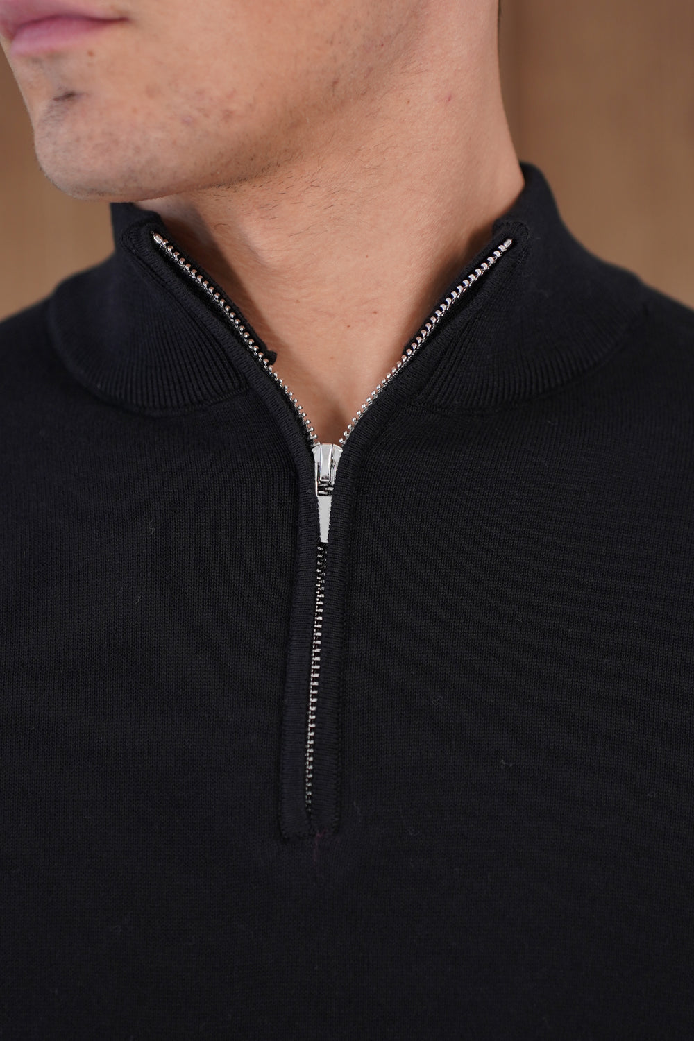 Capo Egyptian Cotton 1/4 Zip Top - Black