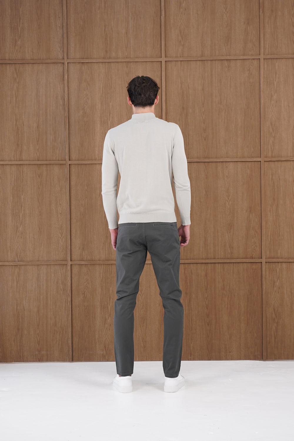 Capo Egyptian Cotton 1/4 Zip Top - Stone