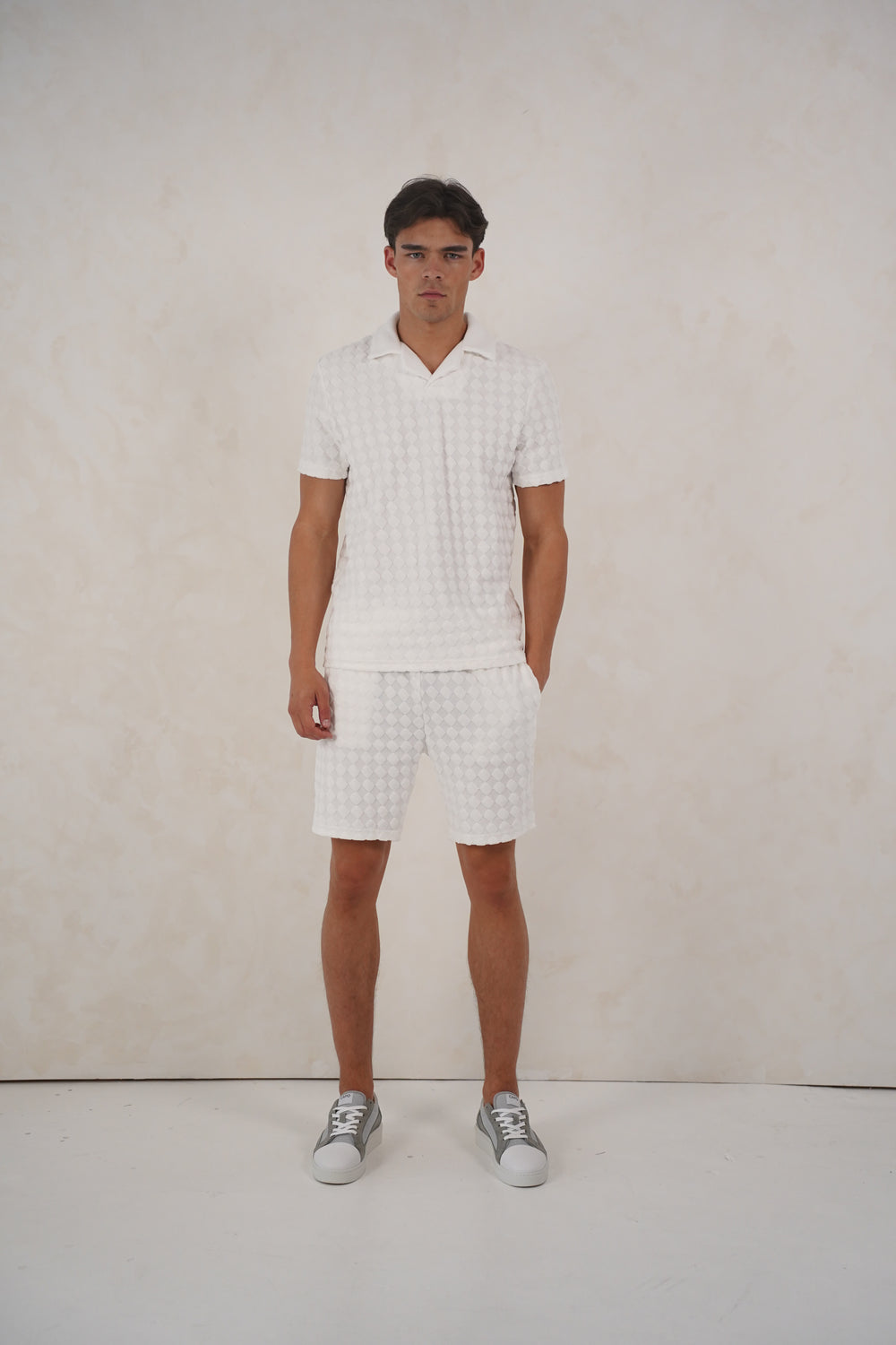 Capo Towelling Diamond Revere Shorts - White