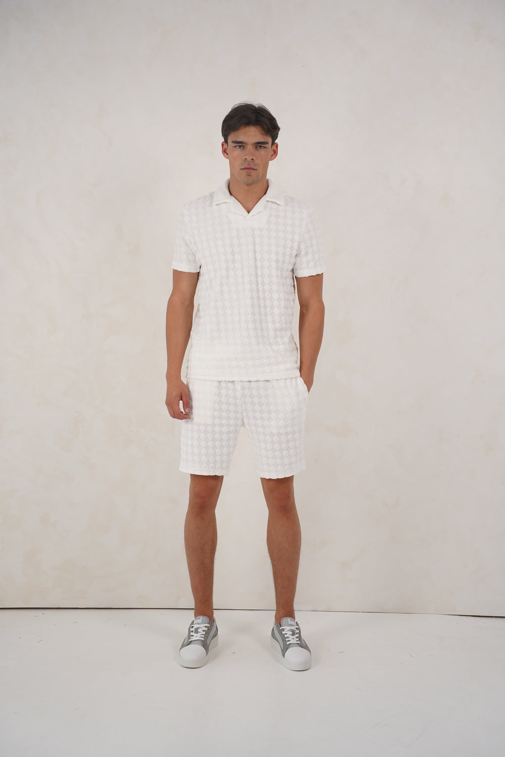Capo Towelling Diamond Revere Shorts - White