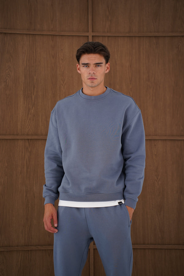 Capo Heavyweight Crew Neck Sweater - Slate Blue