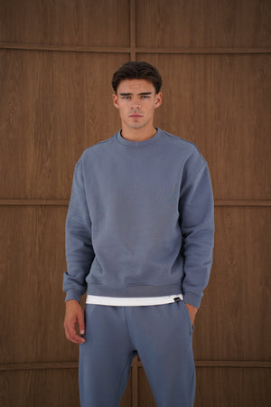 Capo Heavyweight Crew Neck Sweater - Slate Blue