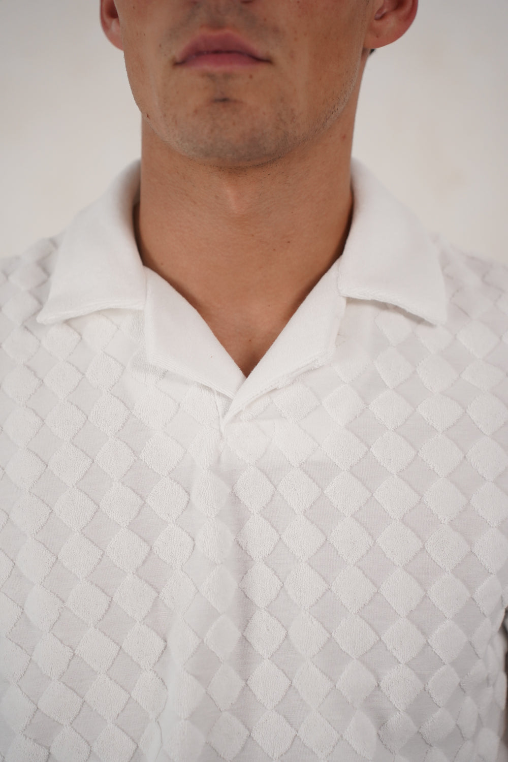 Capo Towelling Diamond Revere Polo Shirt - White