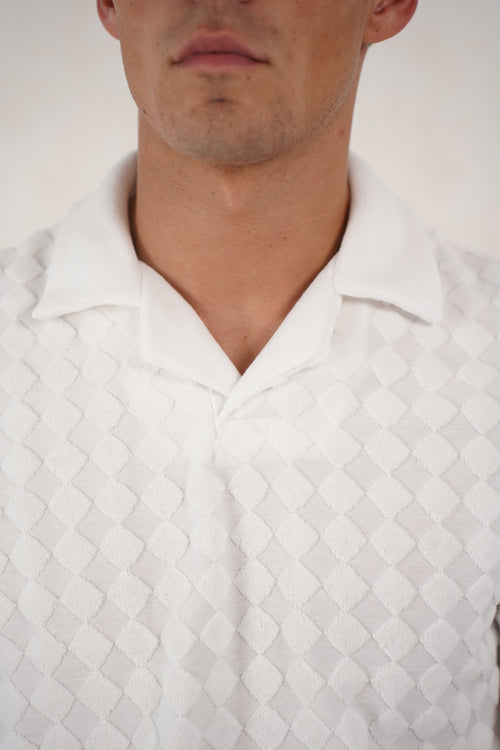Capo Towelling Diamond Revere Polo Shirt - White