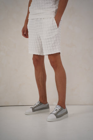 Capo Towelling Diamond Revere Shorts - White