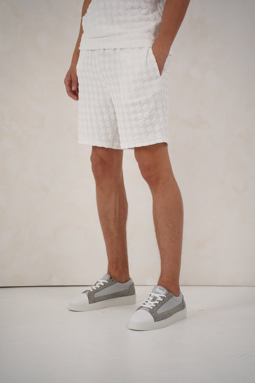Capo Towelling Diamond Revere Shorts - White