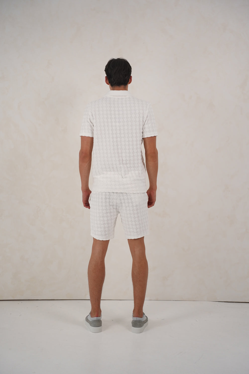 Capo Towelling Diamond Revere Polo Shirt - White