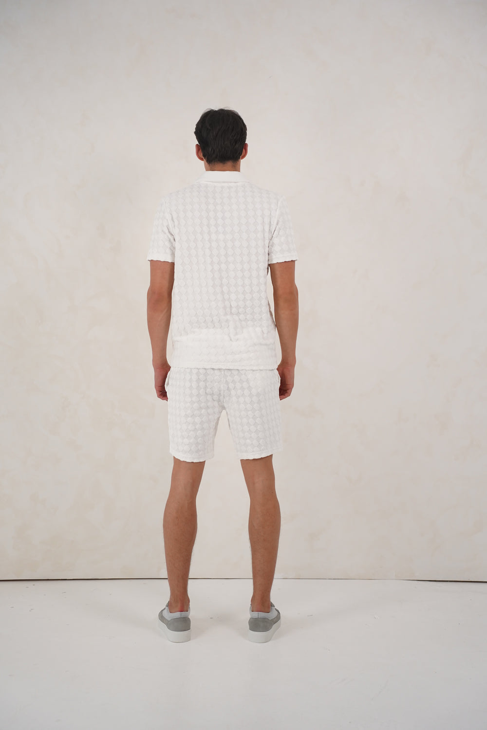 Capo Towelling Diamond Revere Polo Shirt - White