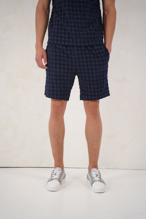 Capo Towelling Diamond Revere Shorts - Navy