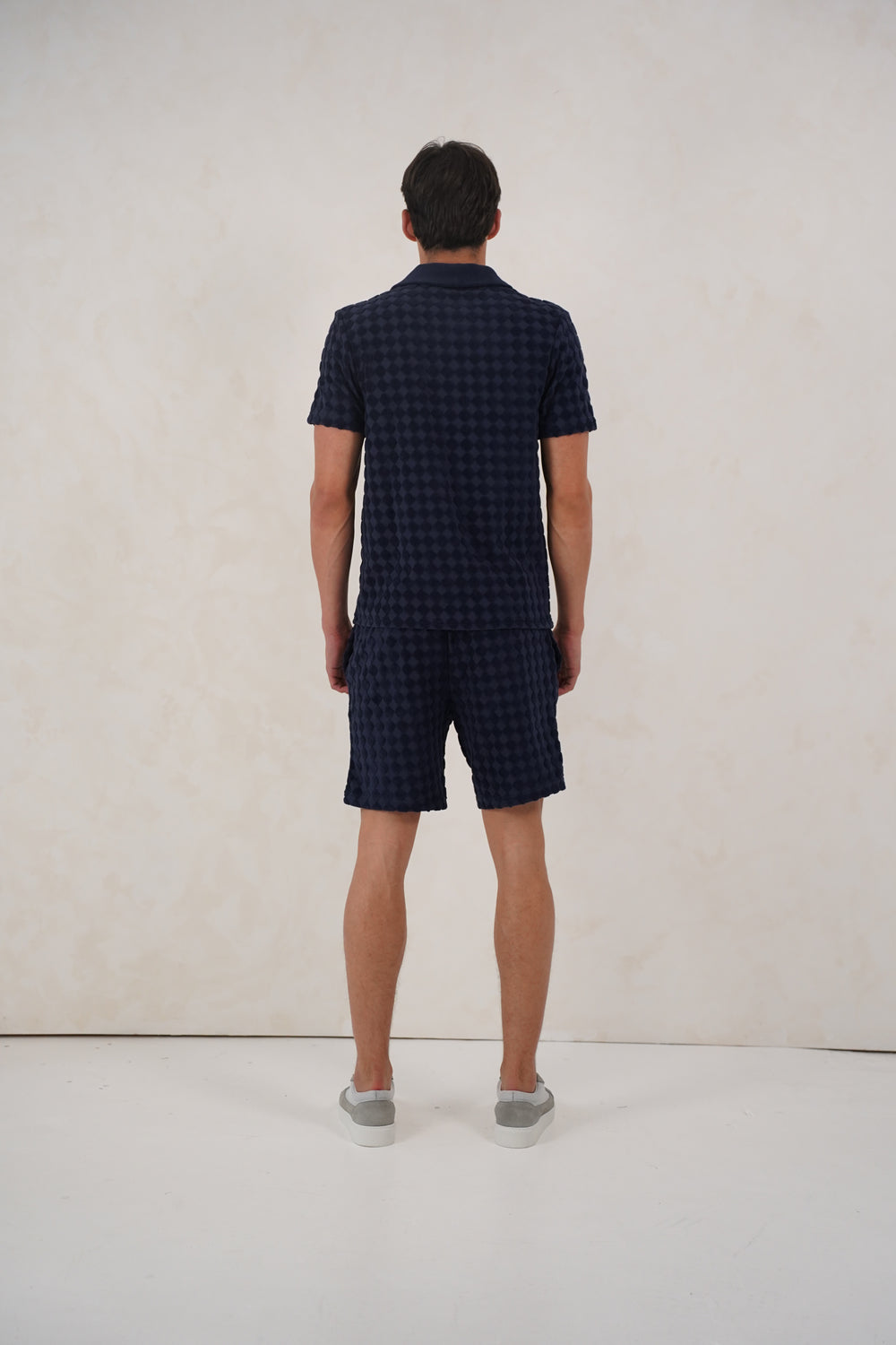 Capo Towelling Diamond Revere Shorts - Navy