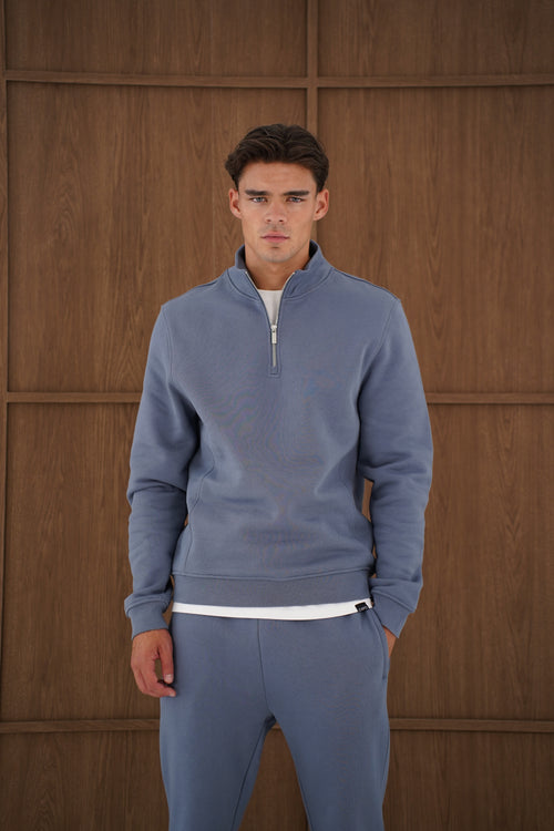 Capo Heavyweight 1/4 Zip Sweatshirt - Slate Blue